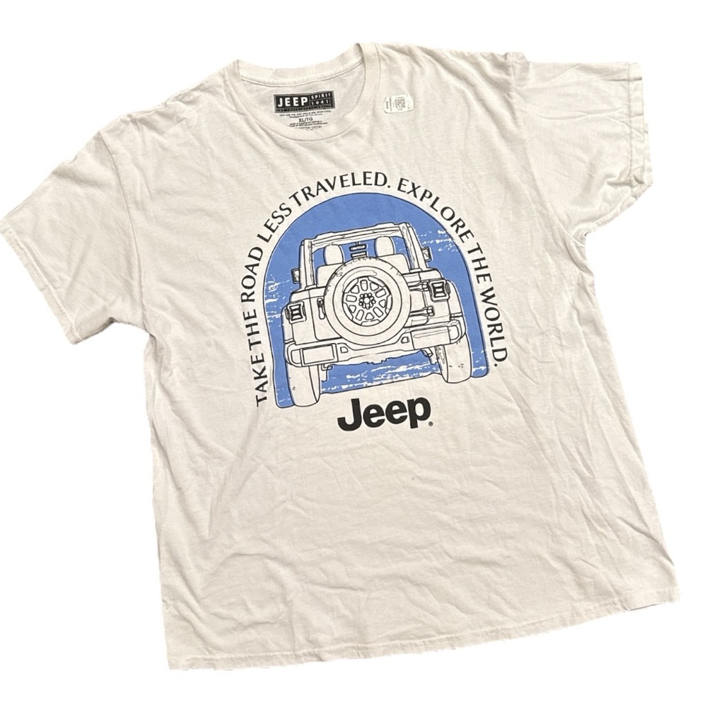 Jeep Wrangler oversized relaxed logo cotton tee Take the Road Less Traveled XL